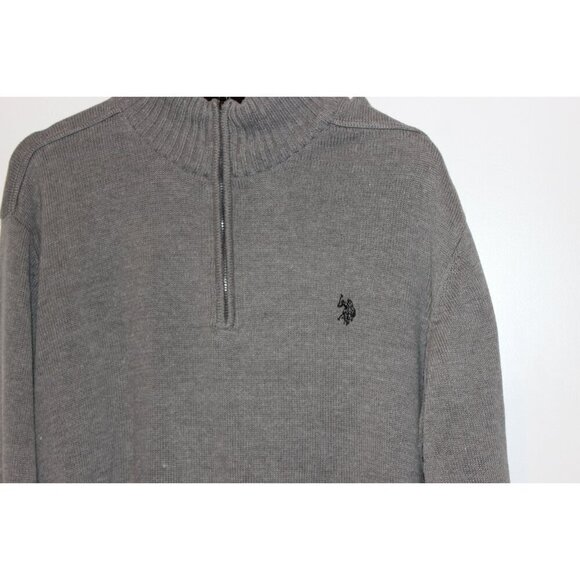 U.S. Polo Assn. Mens 2XL Gray Acrylic & Polyester Half-Zip Sweater - Picture 5 of 10